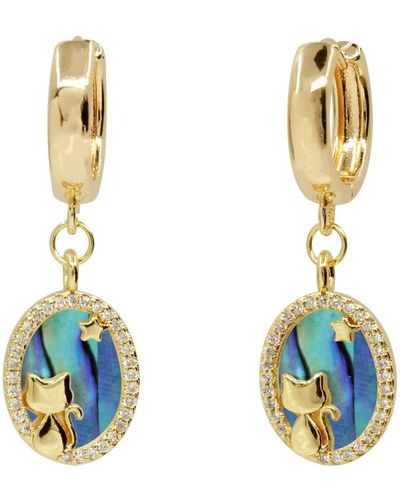 Ninemoo Starry Feline Seashell Earrings - Blue