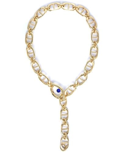 CAPSULE ELEVEN Chunky Chain Eye Necklace Lapis Lazuli Crystal - Metallic