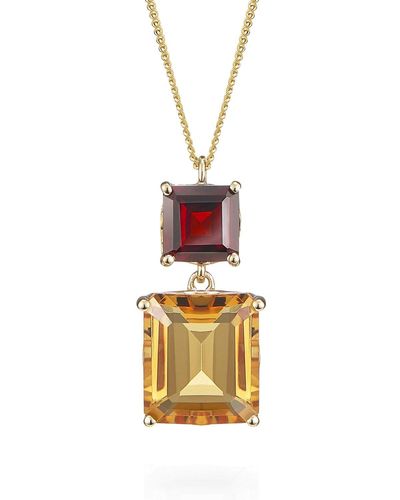 Augustine Jewels Garnet & Orange Citrine Octagon Gold Pendant - Metallic