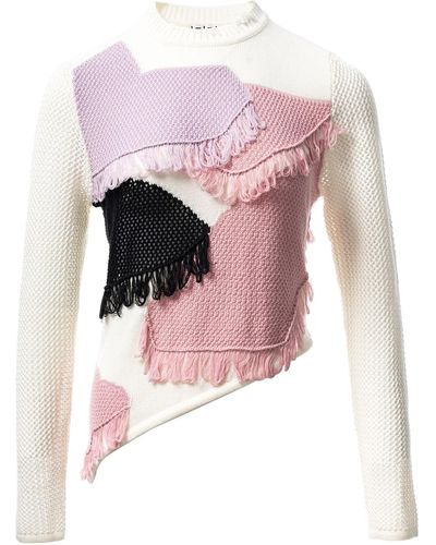 Fully Fashioning Hope Color Block Knit Top - Pink