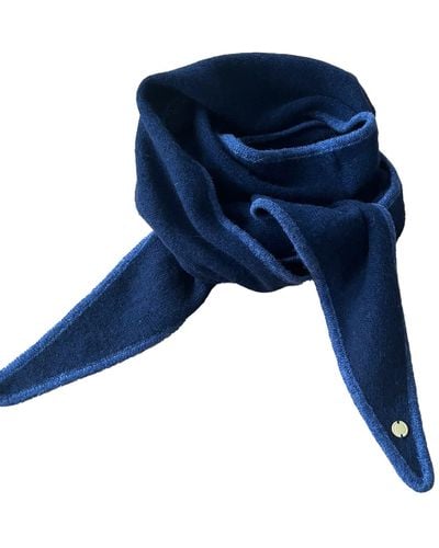 tirillm Ayla Small Neck Scarf In Soft Pure Cashmere Navy - Blue