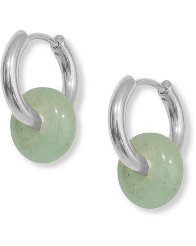 A Weathered Penny Mint Agate Hoops - Green