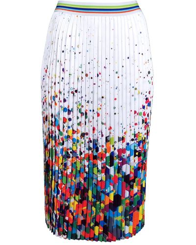 Lalipop Design Splash Of Color Pleated Midi Skirt - Blue
