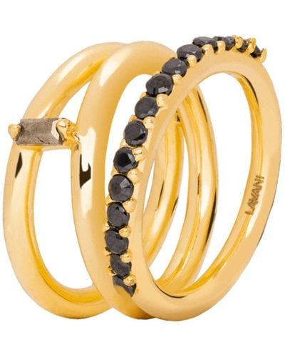 Lavani Jewels Goldplated Black Idol Ring - Metallic