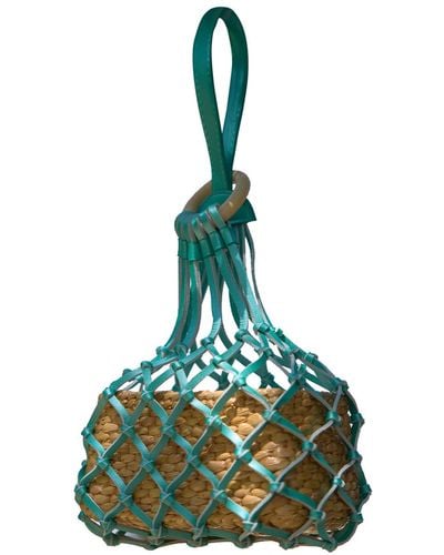 Kaya Gene Hand-knotted Bag In Turquoise - Green