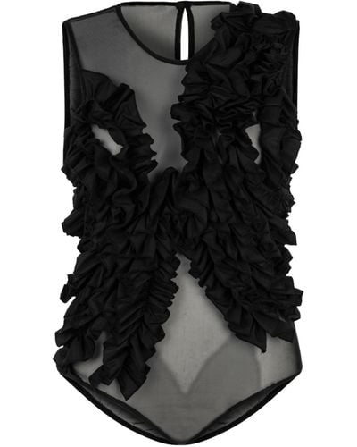 Nocturne Tulle Body With Ruffle Detail - Black