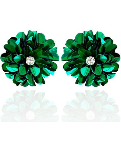 PINAR OZEVLAT Blossom Studs Emerald - Green