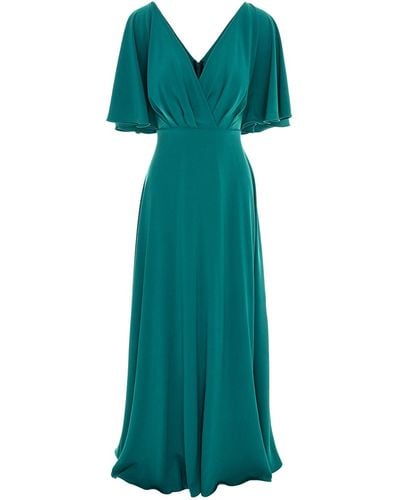 ROSERRY Florence Maxi Dress With Butterfly Sleeves In - Green