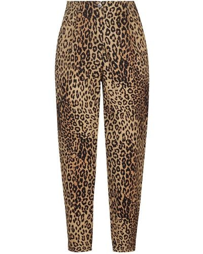 Nocturne Leopard Print Slouchy Trousers - Natural