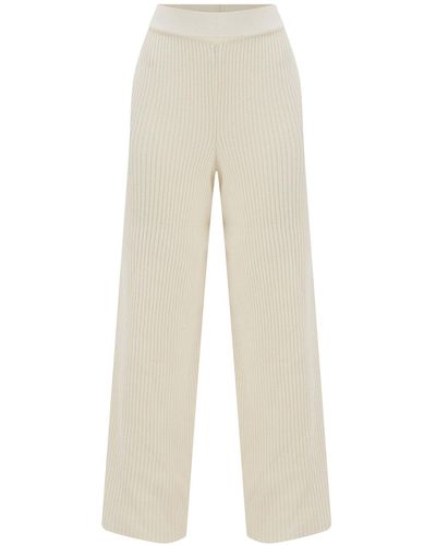 Peraluna Cashmere Blend Straight-cut Knit Trousers - White