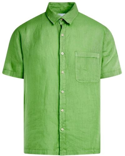 Haris Cotton Short Sleeved Front Pocket Linen Shirt - Green