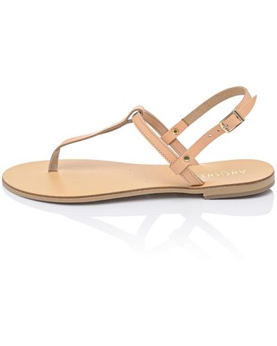 Ancientoo Brizo Handcrafted Women's Leather T-strap Sandals – Designer Fashion Flat Sandals With Toe Separator - Pink