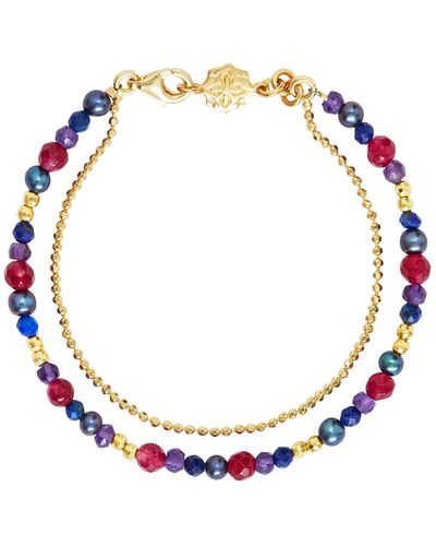 Dower & Hall 18ct Gold Vermeil Berry Bracelet - Blue