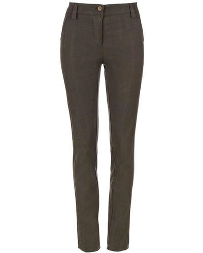 Conquista Neutrals Khaki Fitted Full Length Trousers - Grey