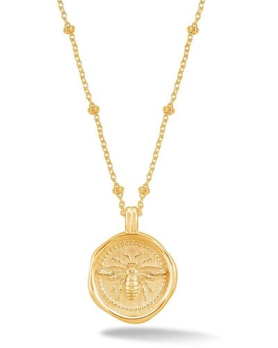 Dower & Hall Queen Bee Talisman Necklace In Vermeil - Metallic