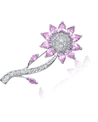 Genevive Jewelry Louise Soleil Pink Sunflower Pin - Purple