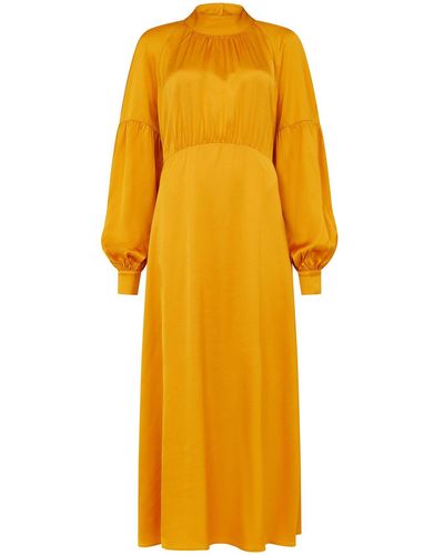 Mirla Beane Saffron High Neck Dress - Yellow