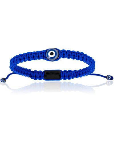 Double Bone Bracelets Black Lucky Evil Eye With Polyester Bracelet - Blue