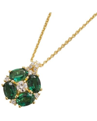 Juvetti Pristi Gold Necklace Emeralds & Diamonds - Green