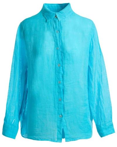 Haris Cotton Linen Gauze Shirt- Zante - Blue