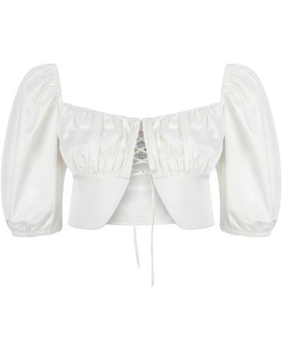 NAZLI CEREN Grace Ruched Top - White