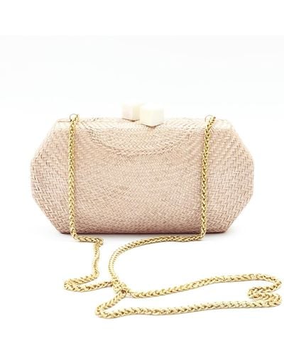 LIKHÂ Sarsuela Handwoven Clutch Dusty Rose - Natural