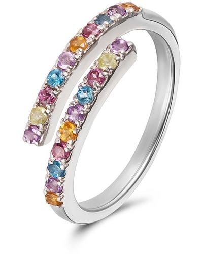 Kaizarin Open Multi-colour Ring In With Semi Precious Stones - Metallic