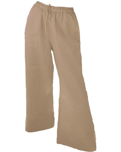 Larsen and Co Neutrals Pure Linen Lamu Drawstring Trousers In Natrual - Natural