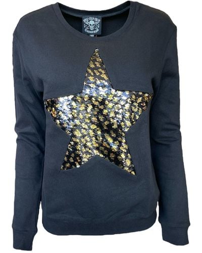 Any Old Iron Leopard Large Star Sweatshirts - Blue