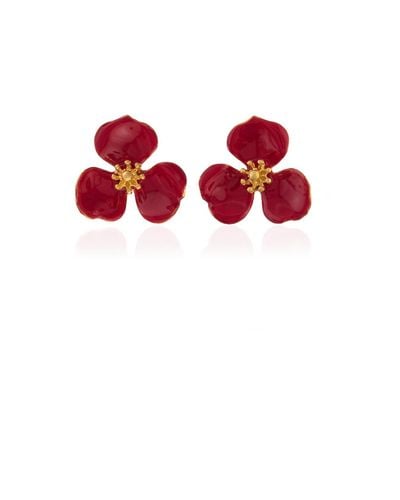 Milou Jewelry Bloom Flower Earrings - Red