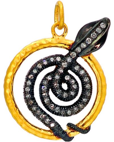 Artisan Diamond 14k Gold 925 Sterling Silver Snake Design Pendant Jewellery - Metallic