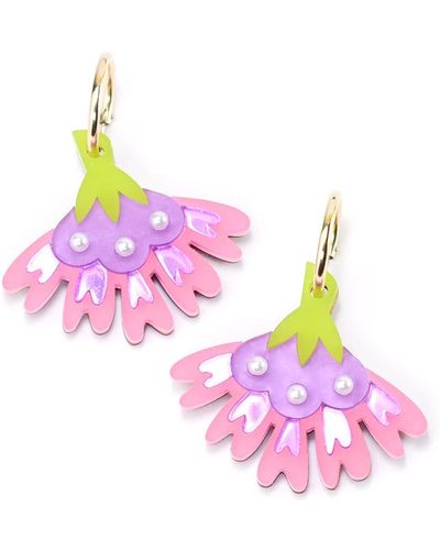 By Chavelli Cosmos Flower Earrings In Pink