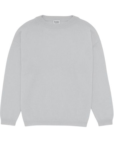 Loop Cashmere Lofty Oversized Crew Neck Sweater In Frost - Gray