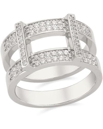 ille lan Rascas R1 Double Stacked Cubic Moderno Ring In White Gold 925