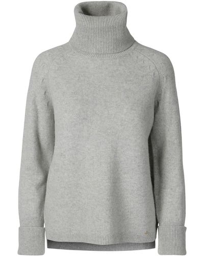 tirillm "cosy" Chunky Turtle Neck Pullover- Light Melange - Grey