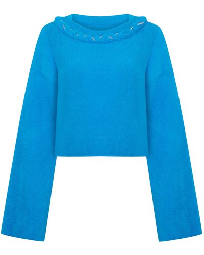 Nocturne Embellished Knit Sweater - Blue