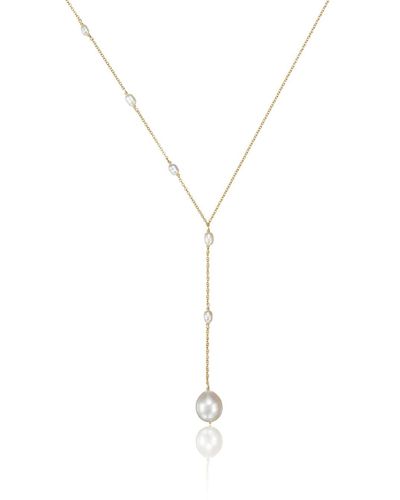 Lily & Roo Seed Pearl Lariat Necklace - Metallic