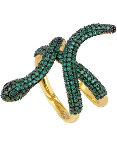 LÁTELITA London Serpentina Snake Cocktail Ring Gold Emerald Cz - Green