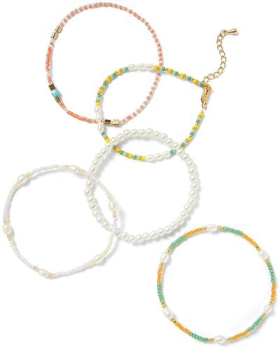 Undefined Jewelry Multicolour Beaded Pearl Bracelet Set - Metallic