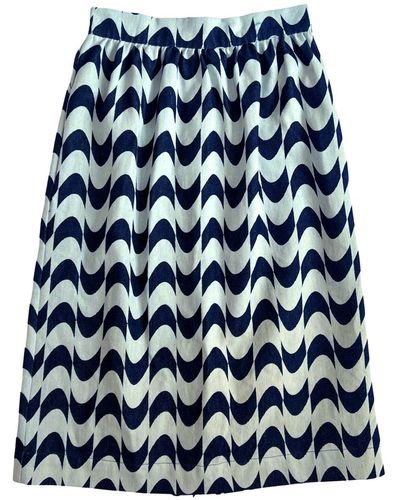 L2R THE LABEL Gathered Midi Skirt In Print - Blue
