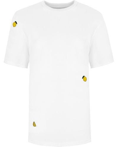 INGMARSON Lemon Embroidered Organic Cotton T-shirt - White