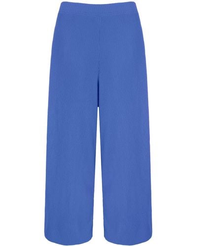 Cara & The Sky Martha Wide Leg Co Ord Knitted Trousers - Blue