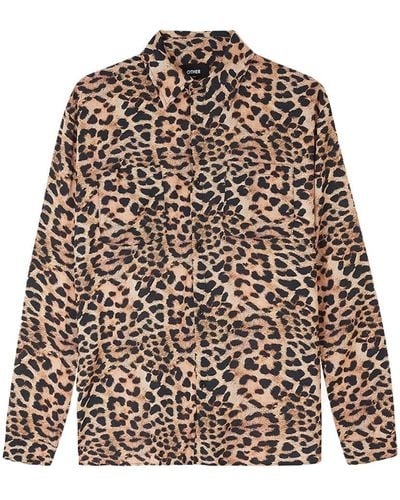 Other Mens Long Sleeve Cheetah Shirt - Brown