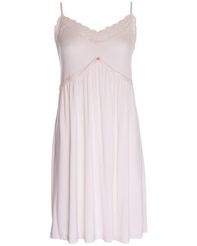 Pretty You London Bamboo Lace Chemise Nightdress In Powder Puff - Pink