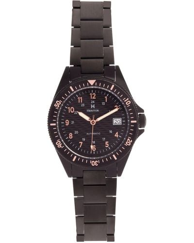 Heritor Calder Bracelet Watch With Date - Black