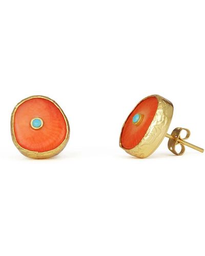 Ottoman Hands Amalfi Coral Stud Earrings - Orange