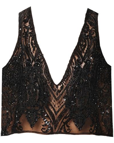 Angelika Jozefczyk Elegant Embroidery Lace Top - Black