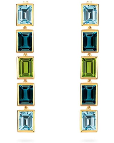 Augustine Jewels Topaz Peridot Long Drop Earrings - Blue
