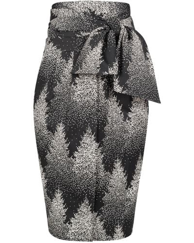 Marianna Déri Forest Print Pencil Skirt With Tie Belt - Gray