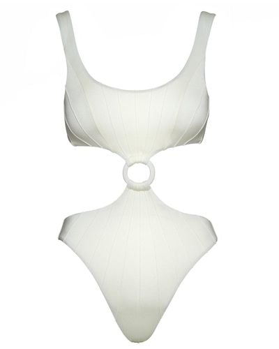 Noire Swimwear Pearl Coquillage Cut-out One Piece - White